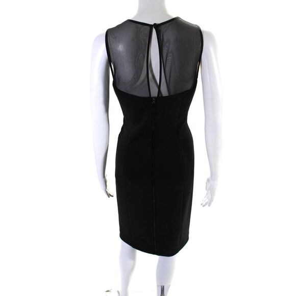 Vince Camuto Women's Round Sheer Neck A-Line Midi Dress Black Size 10 - Picture 3 of 7